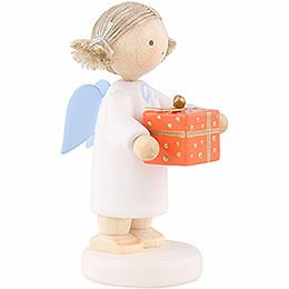 Flax Haired Angel with Christmas Gift, Oran. - 5 cm / 2 inch