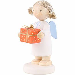Flax Haired Angel with Christmas Gift, Oran. - 5 cm / 2 inch