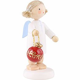 Flax Haired Angel with Christmas Tree Ball - 5 cm / 2 inch