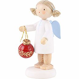 Flax Haired Angel with Christmas Tree Ball - 5 cm / 2 inch
