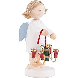 Flax Haired Angel with Candle Holder - 5 cm / 2 inch