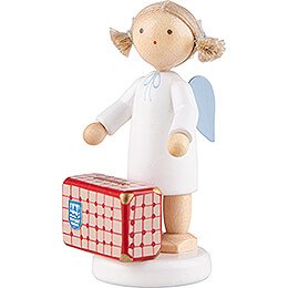 Flax Haired Angel with Large Suitcase - 5 cm / 2 inch