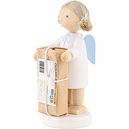 Flax Haired Angel with Christmas Gift - 5 cm / 2 inch