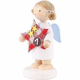 Flax Haired Angel with Star (1) - 5 cm / 2 inch