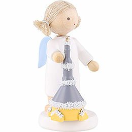 Flax Haired Angel with Church of Seiffen - 5 cm / 2 inch
