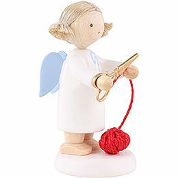 Flax Haired Angel with Scissors and Ball of Wool - 5 cm / 2 inch
