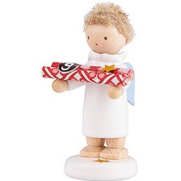 Flax Haired Angel with Present Paper (9) - 5 cm / 2 inch