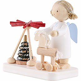 Flax Haired Angel with Pyramid and Thuringian Horse - 5 cm / 2 inch