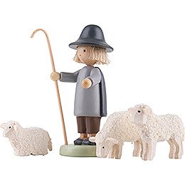 Shepherd with Three Sheep- 5 cm / 2 inch