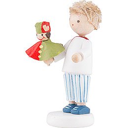 Flax Haired Children Boy with Punch Red/Green - 5 cm / 2 inch