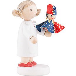 Flax Haired Children Girl with Punch Red/Blue - 5 cm / 2 inch