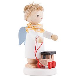 Flax Haired Angel with Toy Locomotive - 5 cm / 2 inch