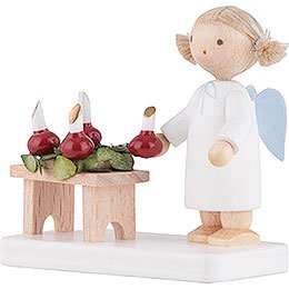 Flax Haired Angel with Advent Wreath - 5 cm / 2 inch