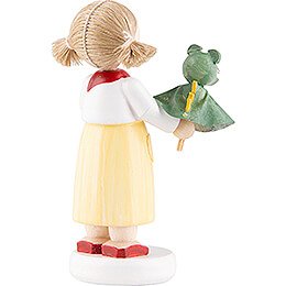 Flax Haired Children Girl with Crocodile - 5 cm / 2 inch