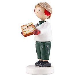 Flax Haired Children Boy with Cinnamon Star Cookies - 5 cm / 2 inch