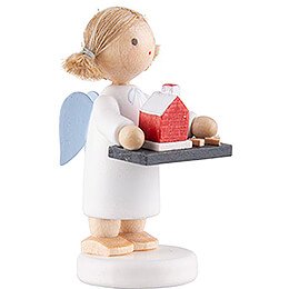 Flax Haired Angel with Smoking House - 5 cm / 2 inch