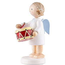 Flax Haired Angel with Drum - 5 cm / 2 inch