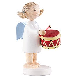 Flax Haired Angel with Drum - 5 cm / 2 inch