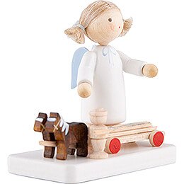 Flax Haired Angel with Horses and Cart - 5 cm / 2 inch