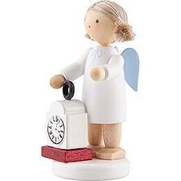 Flax Haired Angel with Clock - 5 cm / 2 inch