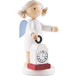 Flax Haired Angel with Clock - 5 cm / 2 inch