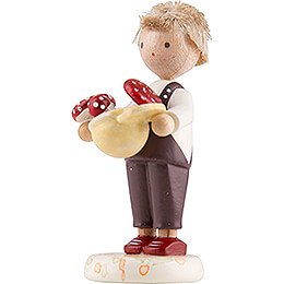 Flax Haired Children Boy with Toadstools - Edition Flade & Friends - 4,5 cm / 1.8 inch