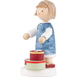 Flax Haired Children Girl with Chip Boxes - Edition Flade & Friends - 4,5 cm / 1.8 inch