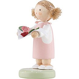 Flax Haired Children Girl with Springflowers - Edition Flade & Friends - 4,2 cm / 1.7 inch