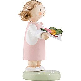 Flax Haired Children Girl with Springflowers - Edition Flade & Friends - 4,2 cm / 1.7 inch