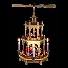 3-stöckige Pyramide Christi Geburt, bunt - 42 cm