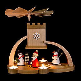 1-Tier Pyramid - Snowman and Santa Claus - 29 cm / 11.4 inch