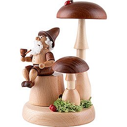 Smoker - Gnome under Brown Mushroom - 16 cm / 6.3 inch
