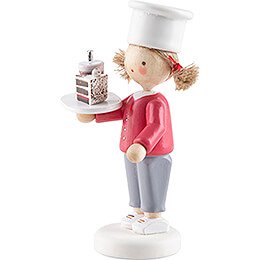 Flax Haired Children Girl with Black-Forest Cake - 5,5 cm / 2.2 inch
