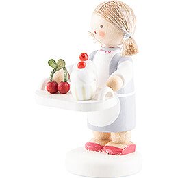 Flax Haired Children Girl with Cupcakes - 4,3 cm / 1.7 inch