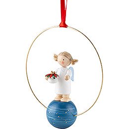 Tree Ornament - Angel with Christmas Flower - 7 cm / 2.8 inch