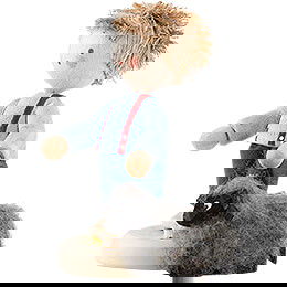 Flachshaarkinder Junge mit schwarzem Schaf - 4 cm