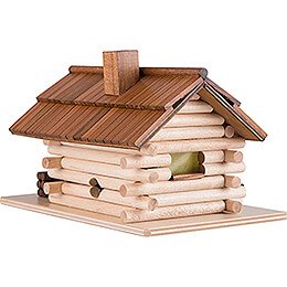 Smoking Hut - Forest Hut with Wood Worker and LED - 10 cm / 4 inch