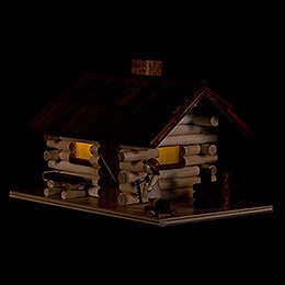 Traditionelles Rauchhaus Waldhütte mit Waldarbeiter und LED - 10 cm