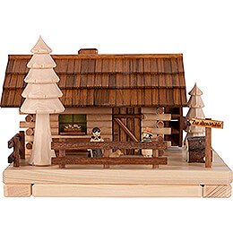 Smoking Lighted House - Old Mill with Figurines - 20 cm / 7.9 inch