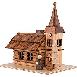 Smoking House - Rural Church with Pastor and LED - 19 cm / 7.5 inch