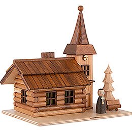 Smoking House - Rural Church with Pastor and LED - 19 cm / 7.5 inch