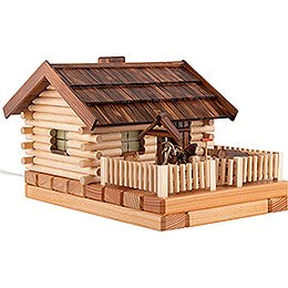 Smoking Lighted House - Farm with Figurine - 17 cm / 6.7 inch