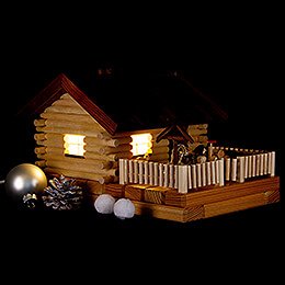 Smoking Lighted House - Farm with Figurine - 17 cm / 6.7 inch