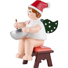 Baker Angel Sitting with Hat and Dough Bowl - 6,5 cm / 2.5 inch