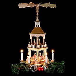 2-Tier Pyramid - Nativity, Natural with Dark Roof 52 cm / 20.5 inch