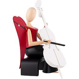 Sternkopf Engel mit Cello sitzend - 15,5 cm