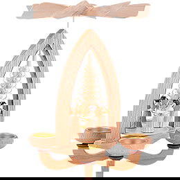 1-stckige Pyramide Faltenrockengel - natur - 28 cm