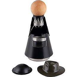 The Incense Cone Man with hat and cap black - 15cm / 5.9inch