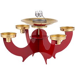 Candle Holder with Incense Cone Option - Red - 16 cm / 6.3 inch