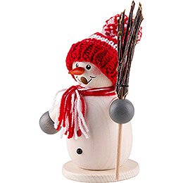 Räuchermännchen Schneemann mit Besen rot - 15 cm